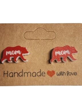 Mama Bear Love Acrylic Stud Earrings